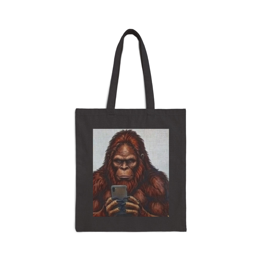 Tote Bag — Vintage Orangutan Holding Smartphone Graphic Cotton Canvas Tote