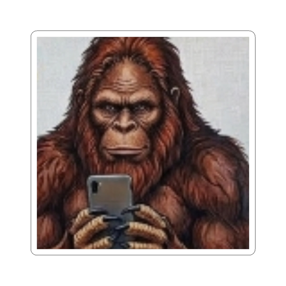 Bigfoot Selfie Sticker — Humorous Sasquatch Kiss-Cut Decal for Laptops & Water Bottles