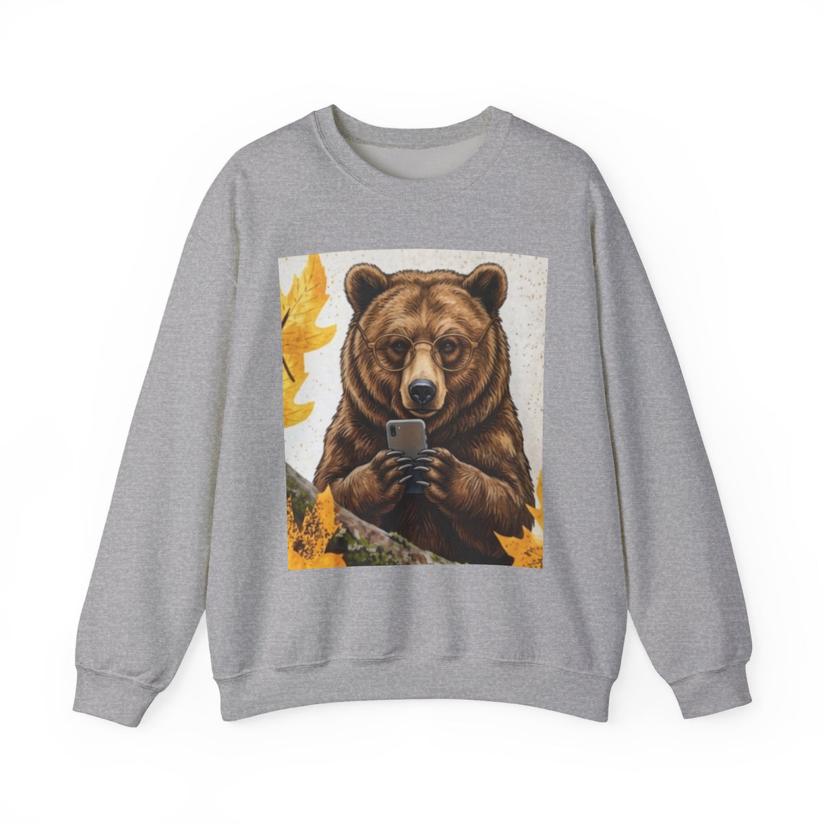 Bear Selfie Sweatshirt – Funny Bear Phone Graphic Crewneck
