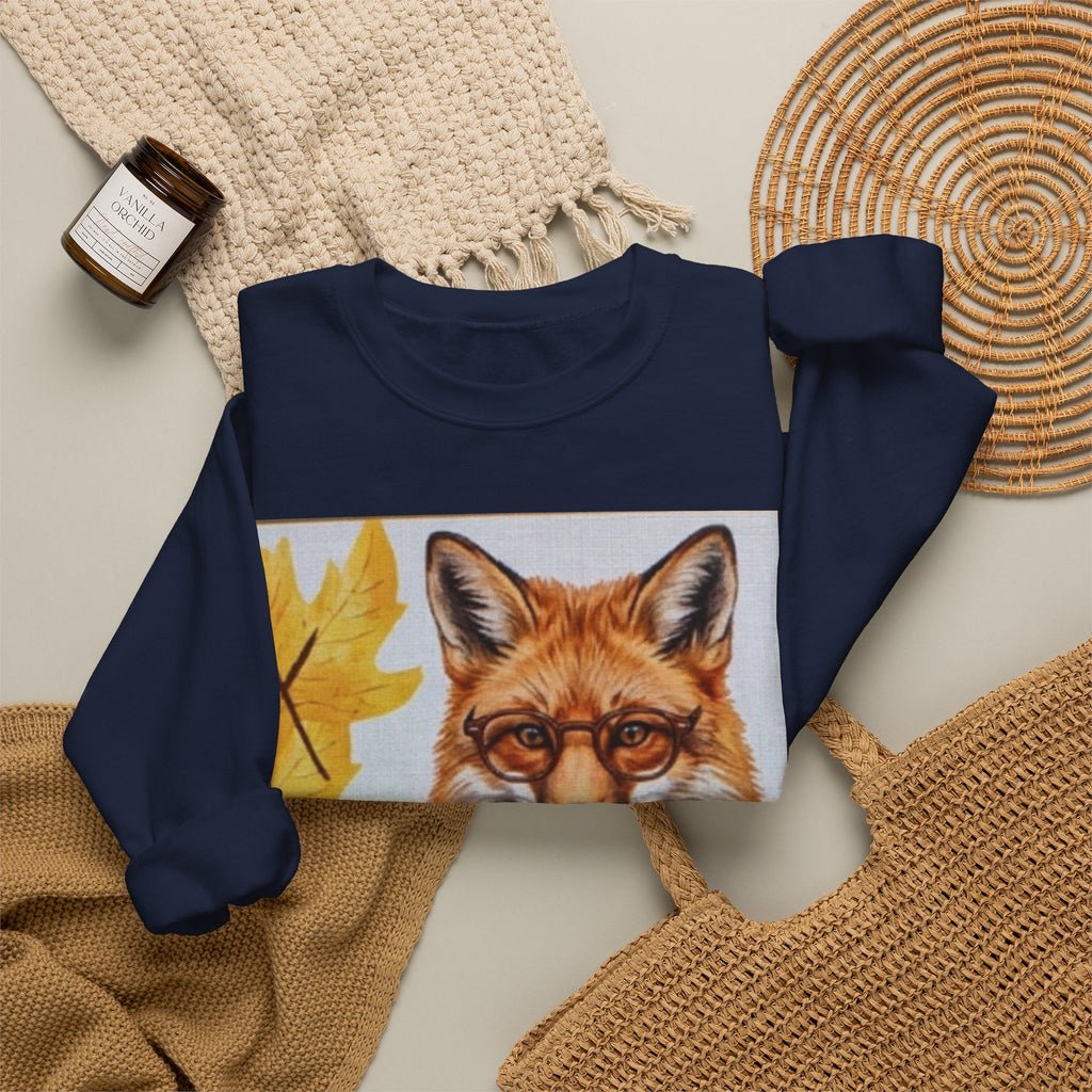 Fox Portrait Crewneck Sweatshirt — Autumn Woodland Animal Graphic