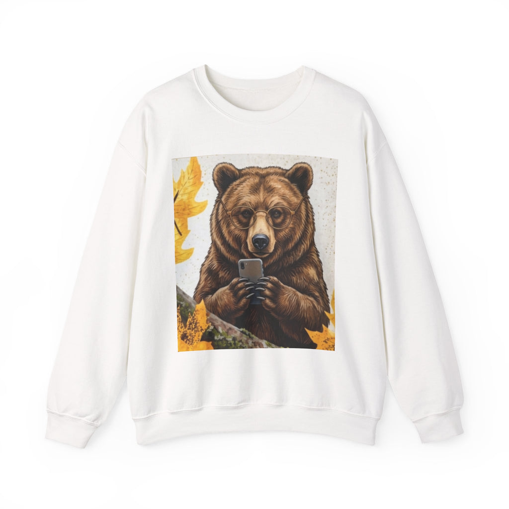 Bear Selfie Sweatshirt – Funny Bear Phone Graphic Crewneck