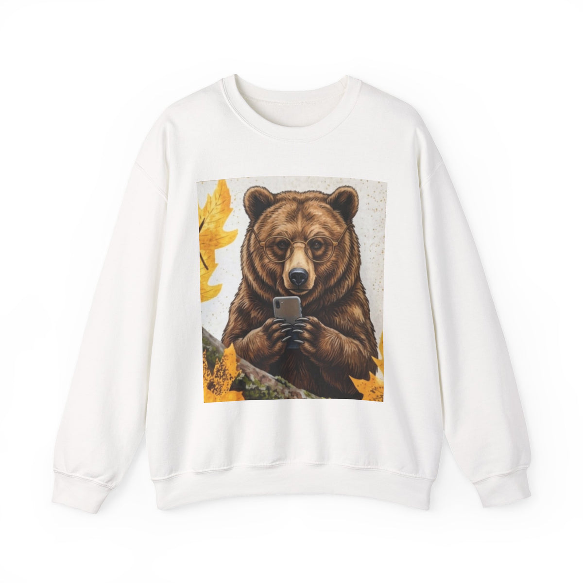 Bear Selfie Sweatshirt – Funny Bear Phone Graphic Crewneck