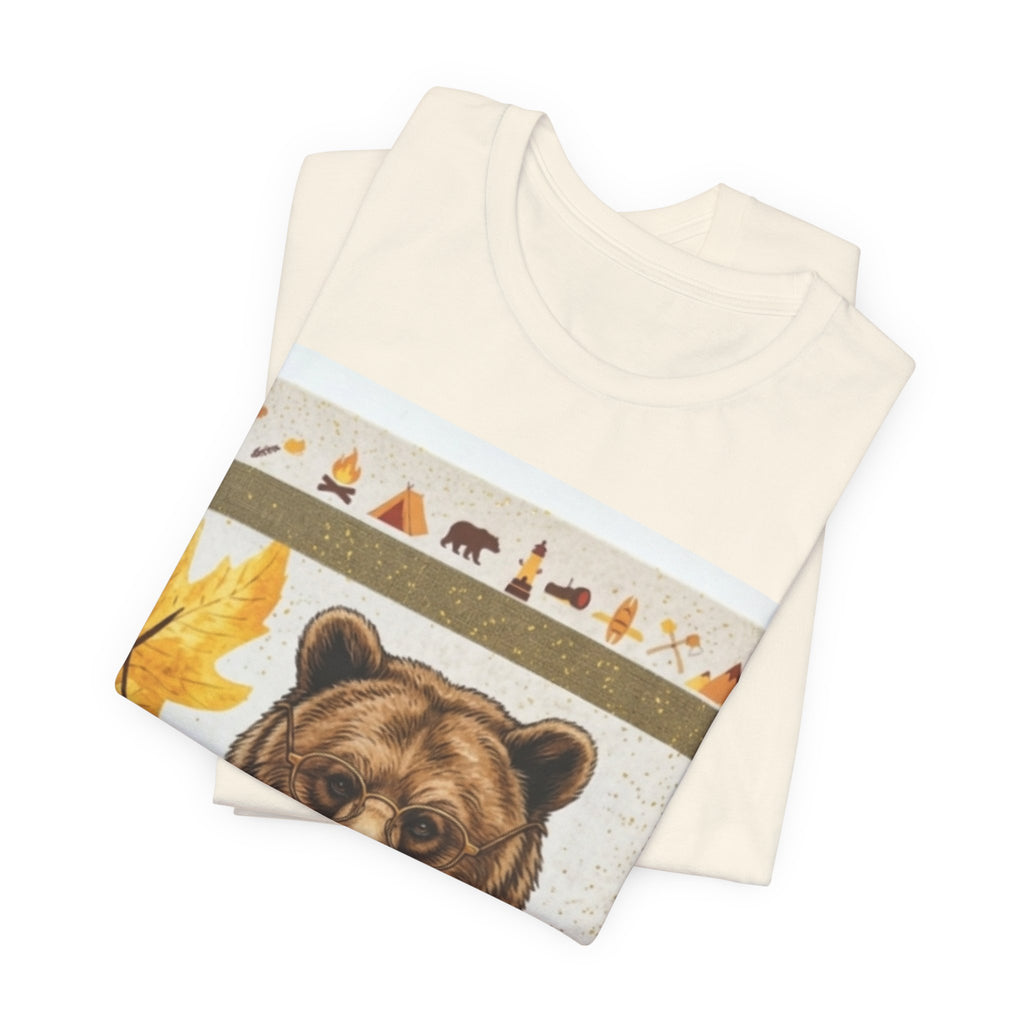 Bear Texting Graphic Tee - Funny Fall Woodland Phone Bear T-Shirt