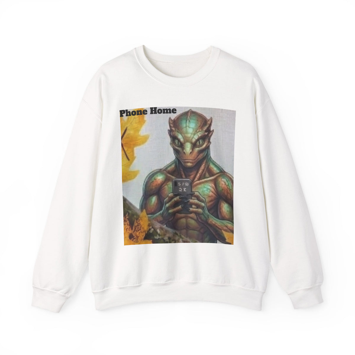 Alien Selfie Crewneck Sweatshirt — "Phone Home" Graphic