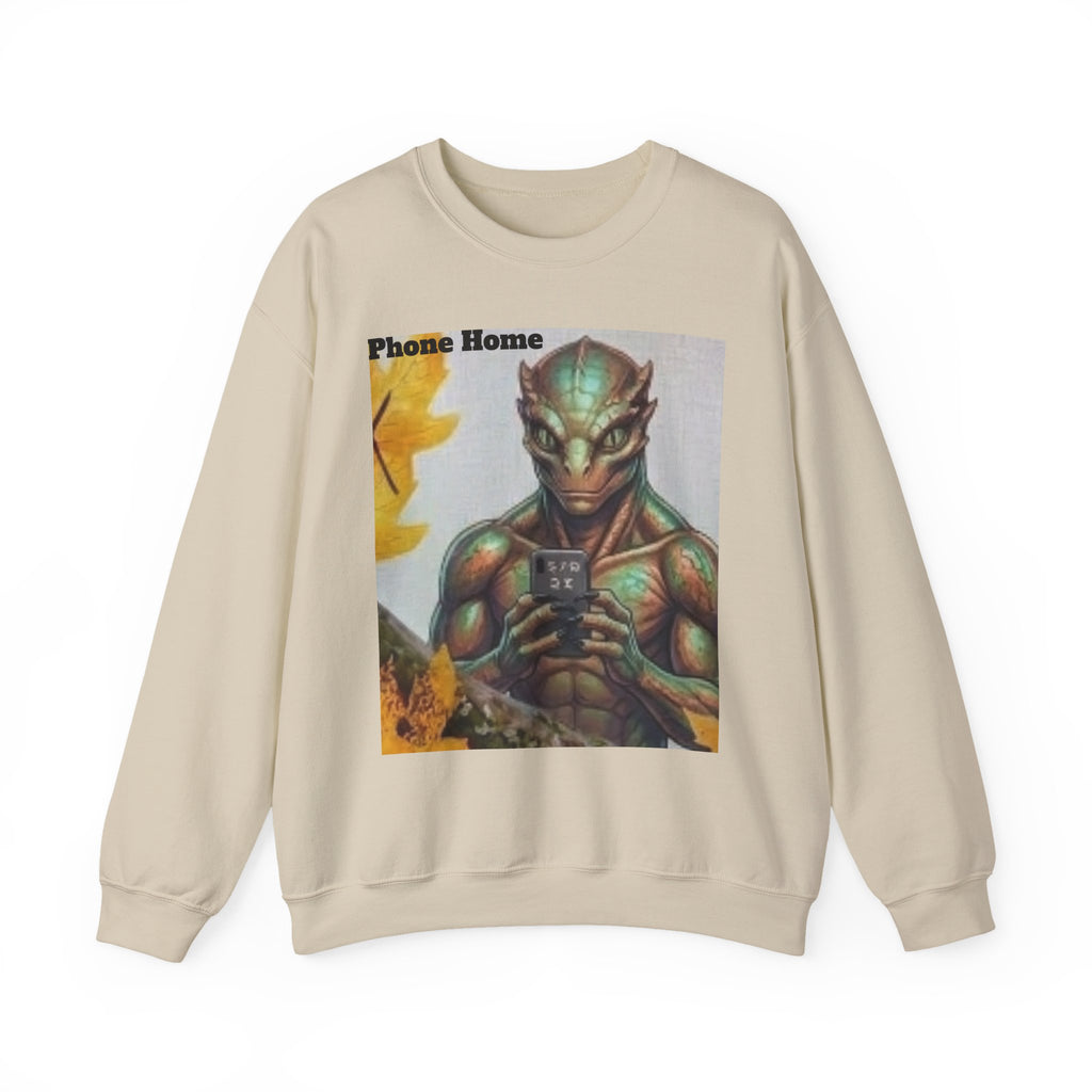 Alien Selfie Crewneck Sweatshirt — "Phone Home" Graphic