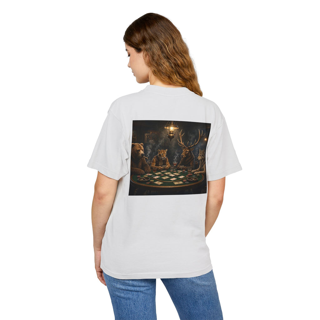 Wildlife Poker Night Tee — Deer & Bear Vintage Casino Graphic T-Shirt