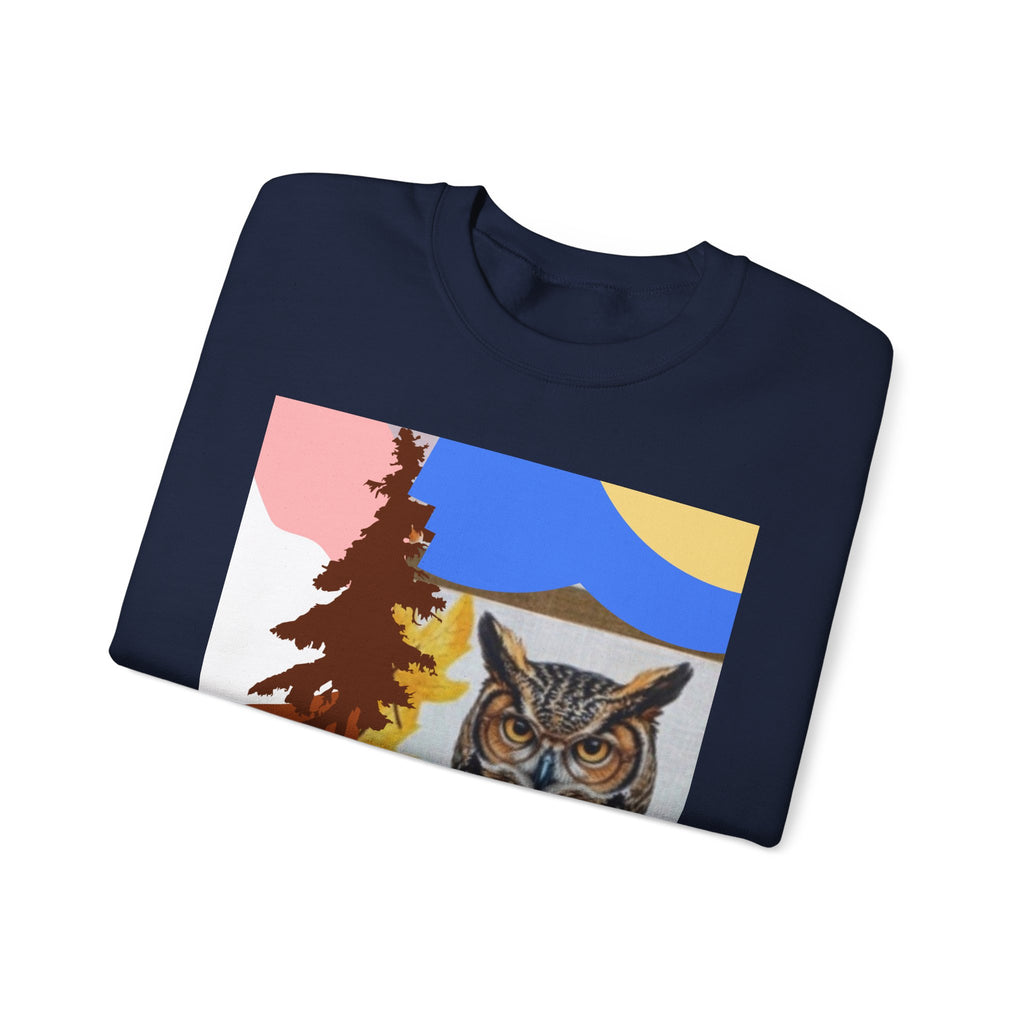 Retro Owl Crewneck Sweatshirt — Vintage Forest Graphic Pullover