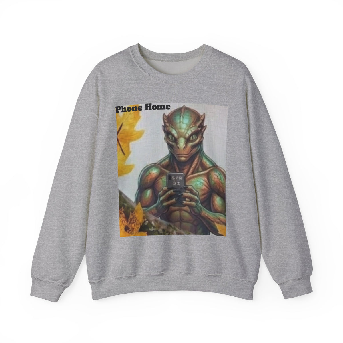 Alien Selfie Crewneck Sweatshirt — "Phone Home" Graphic