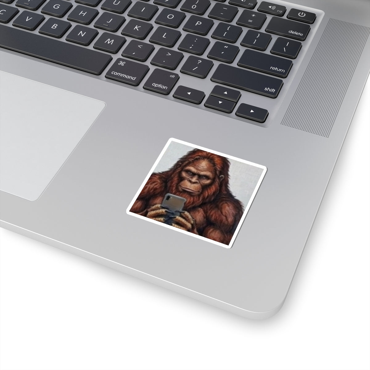 Bigfoot Selfie Sticker — Humorous Sasquatch Kiss-Cut Decal for Laptops & Water Bottles