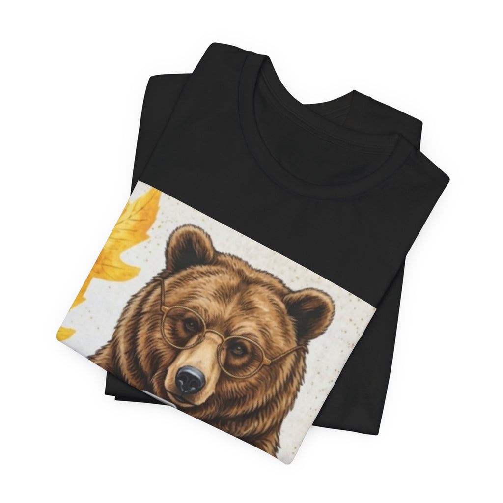 Bear Looking at Phone Graphic Tee — Funny Nature Animal T-Shirt