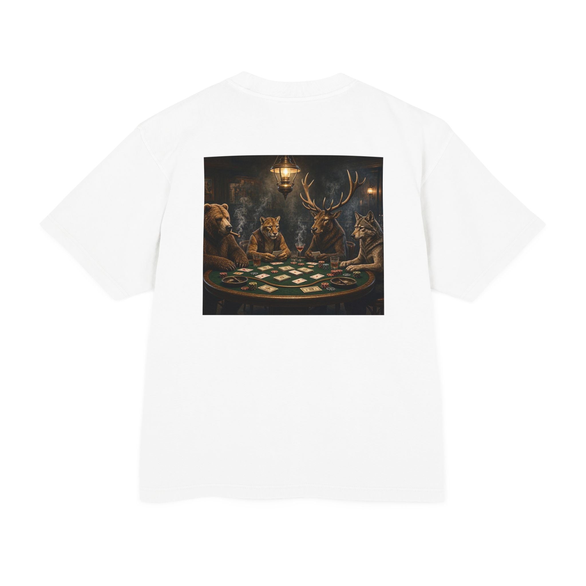 Wildlife Poker Night Tee — Deer & Bear Vintage Casino Graphic T-Shirt
