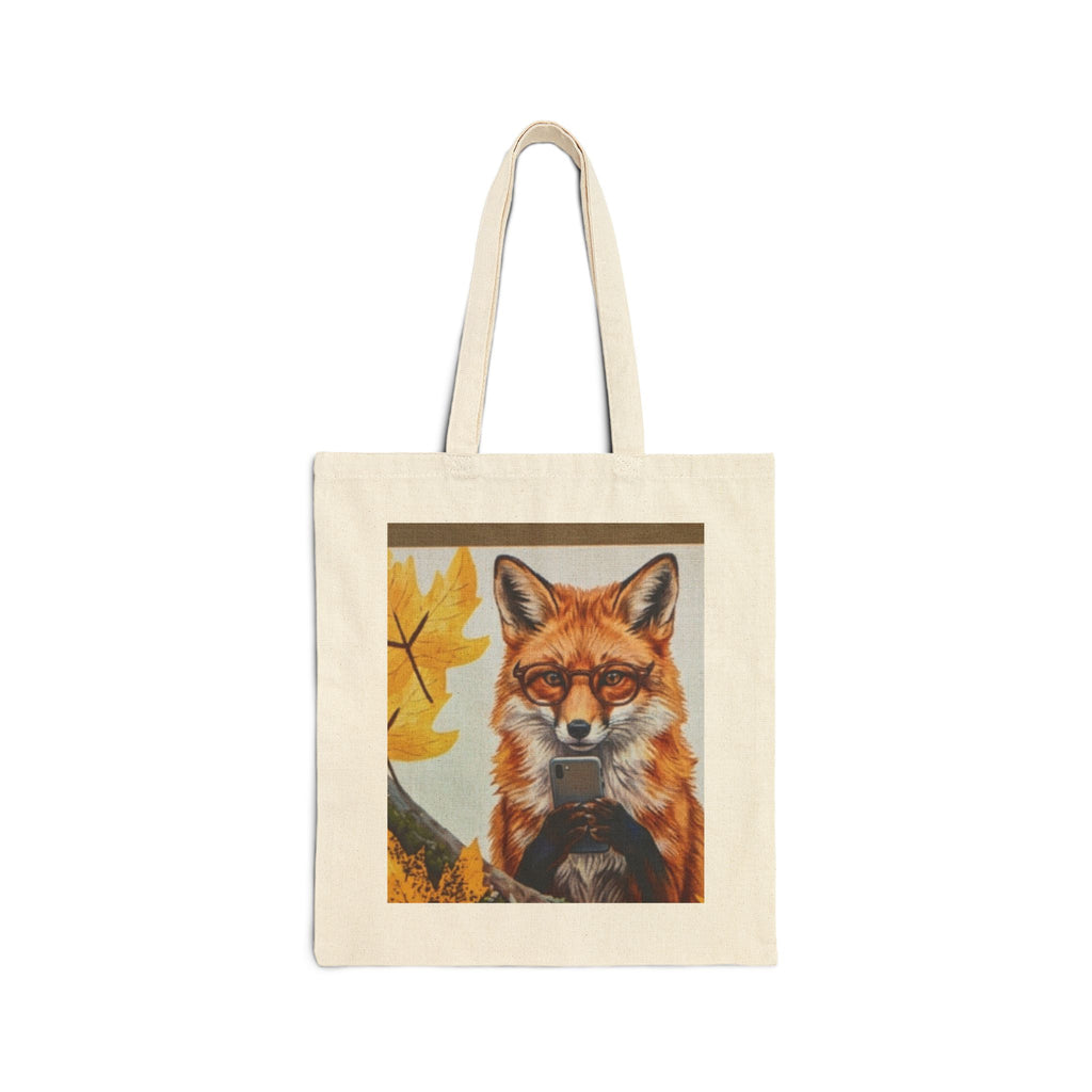 Fox Portrait Canvas Tote Bag — Autumn Woodland Reusable Shopper