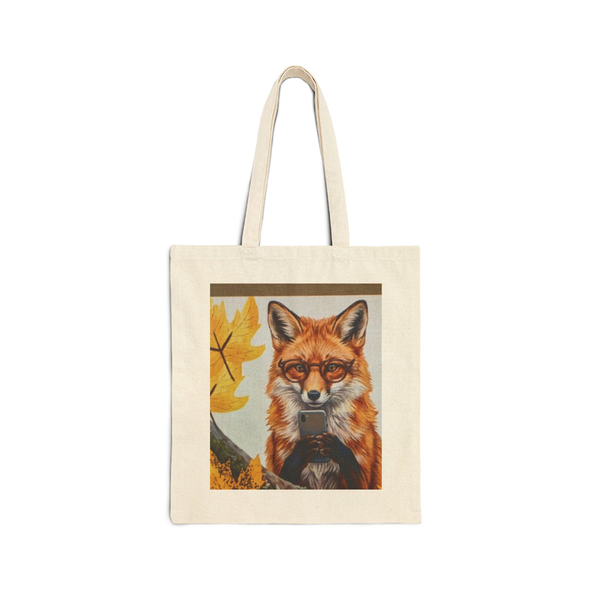 Fox Portrait Canvas Tote Bag — Autumn Woodland Reusable Shopper