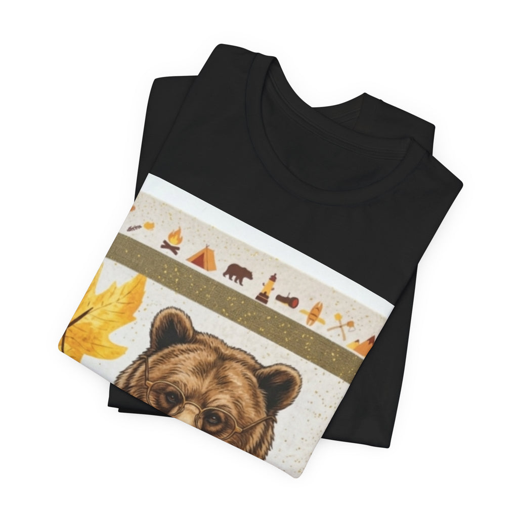 Bear Texting Graphic Tee - Funny Fall Woodland Phone Bear T-Shirt