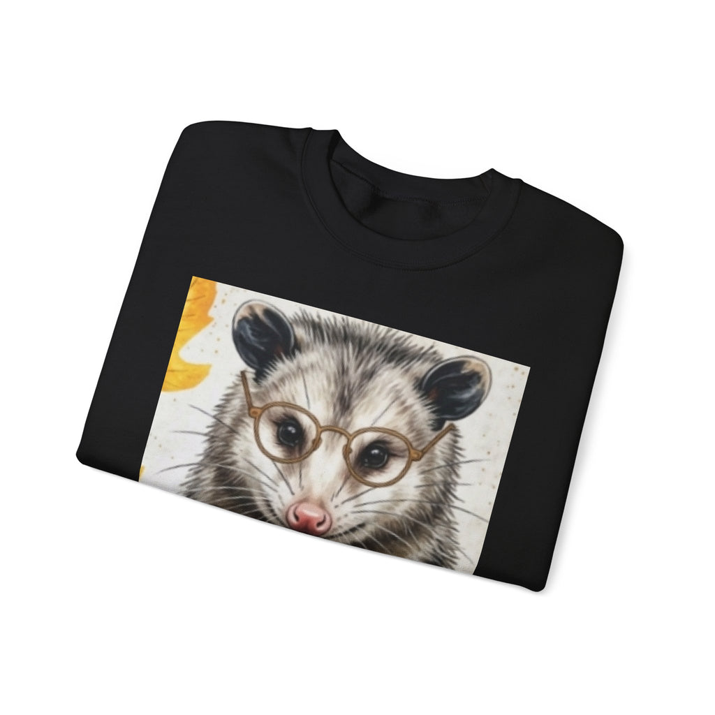 Possum Portrait Sweatshirt – Cute Opossum with Glasses & Phone Crewneck