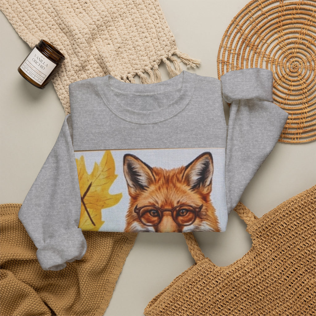 Fox Portrait Crewneck Sweatshirt — Autumn Woodland Animal Graphic