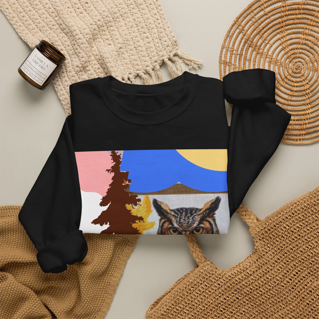 Retro Owl Crewneck Sweatshirt — Vintage Forest Graphic Pullover