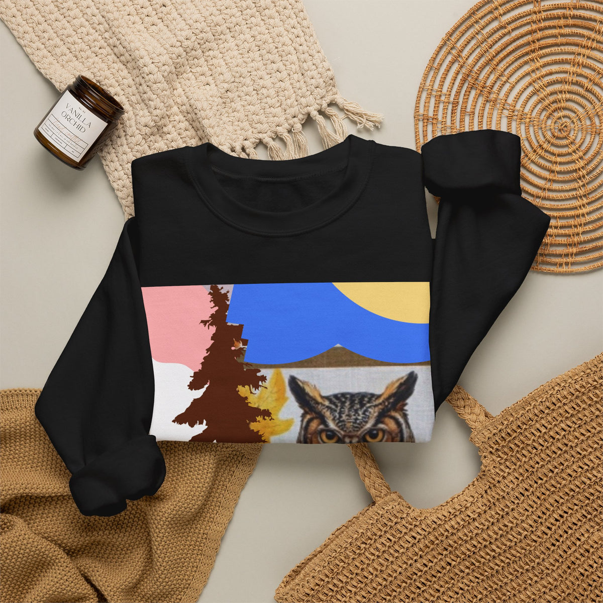 Retro Owl Crewneck Sweatshirt — Vintage Forest Graphic Pullover