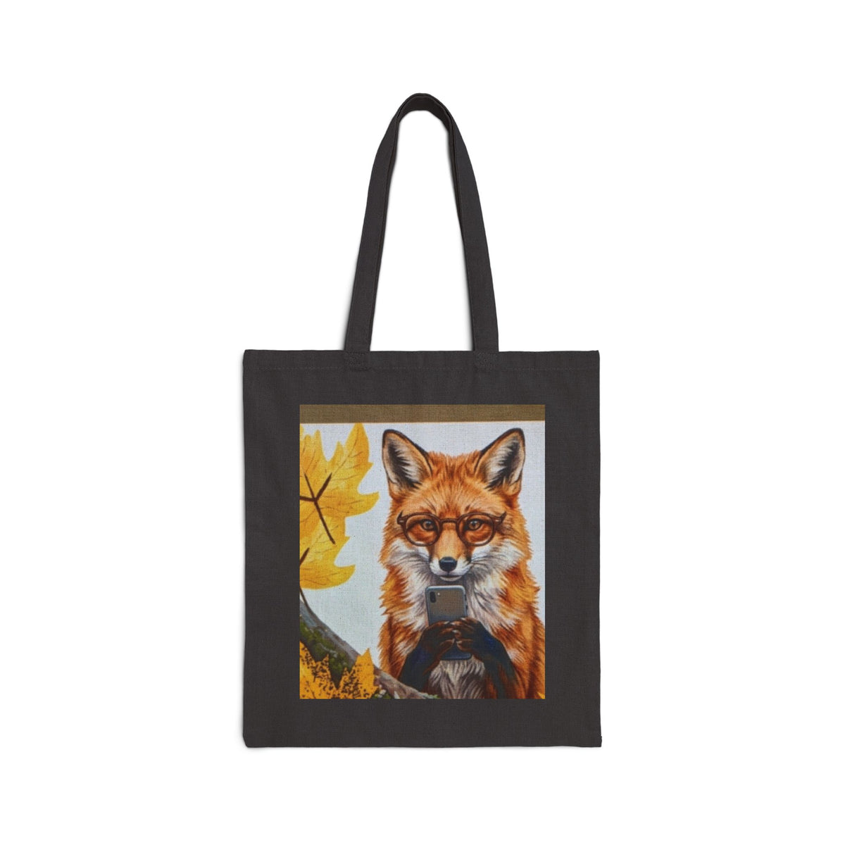 Fox Portrait Canvas Tote Bag — Autumn Woodland Reusable Shopper