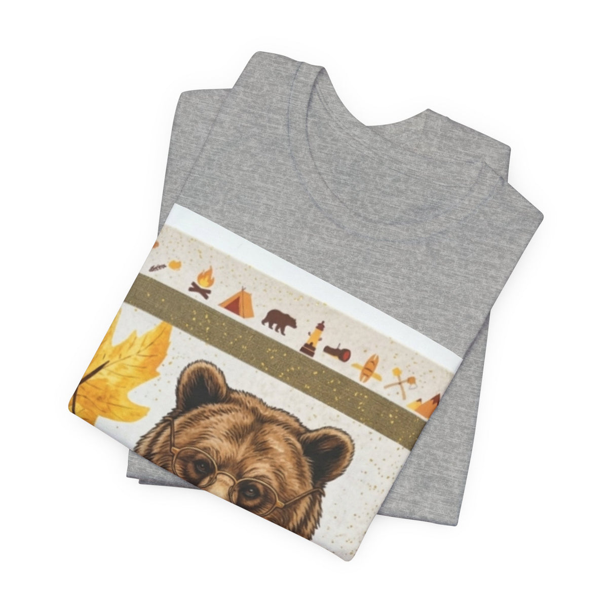 Bear Texting Graphic Tee - Funny Fall Woodland Phone Bear T-Shirt