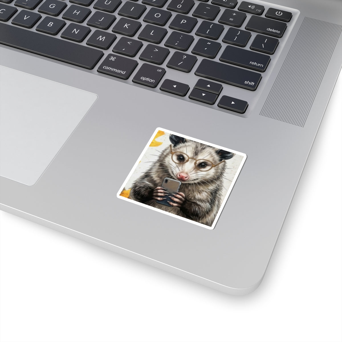 Opossum Selfie Sticker — Cute Possum with Glasses Phone Decal (Kiss-Cut)