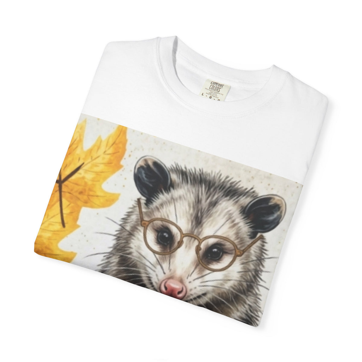 Autumn Opossum Tee — Cute Possum Holding Phone Graphic T-Shirt