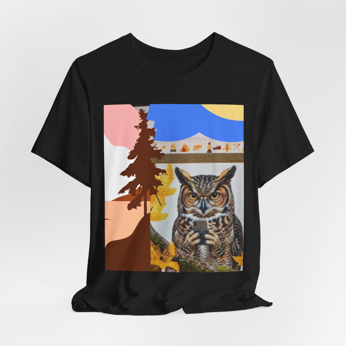Retro Owl Forest Tee — Vintage Nature Graphic T-Shirt
