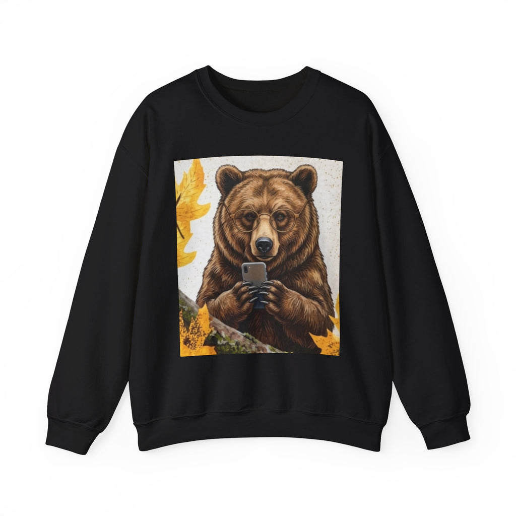 Bear Selfie Sweatshirt – Funny Bear Phone Graphic Crewneck