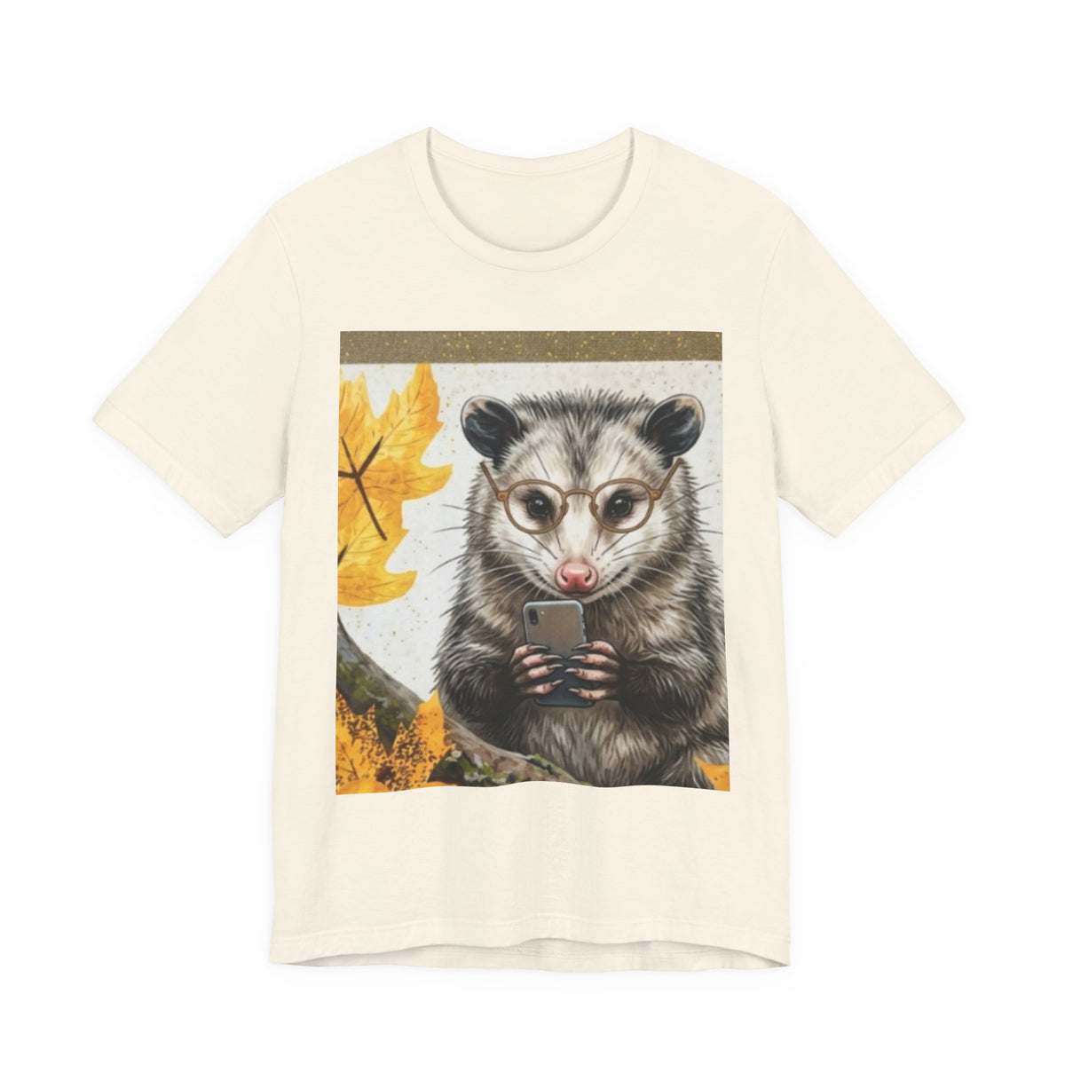 Possum Selfie T-Shirt — Cute Opossum Holding Phone Fall Design