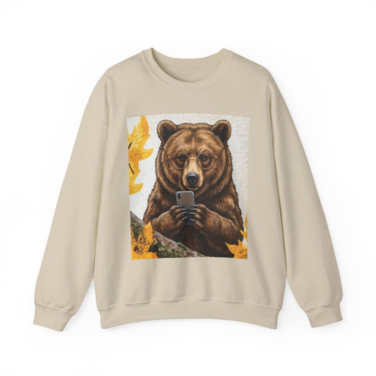 Bear Selfie Sweatshirt – Funny Bear Phone Graphic Crewneck