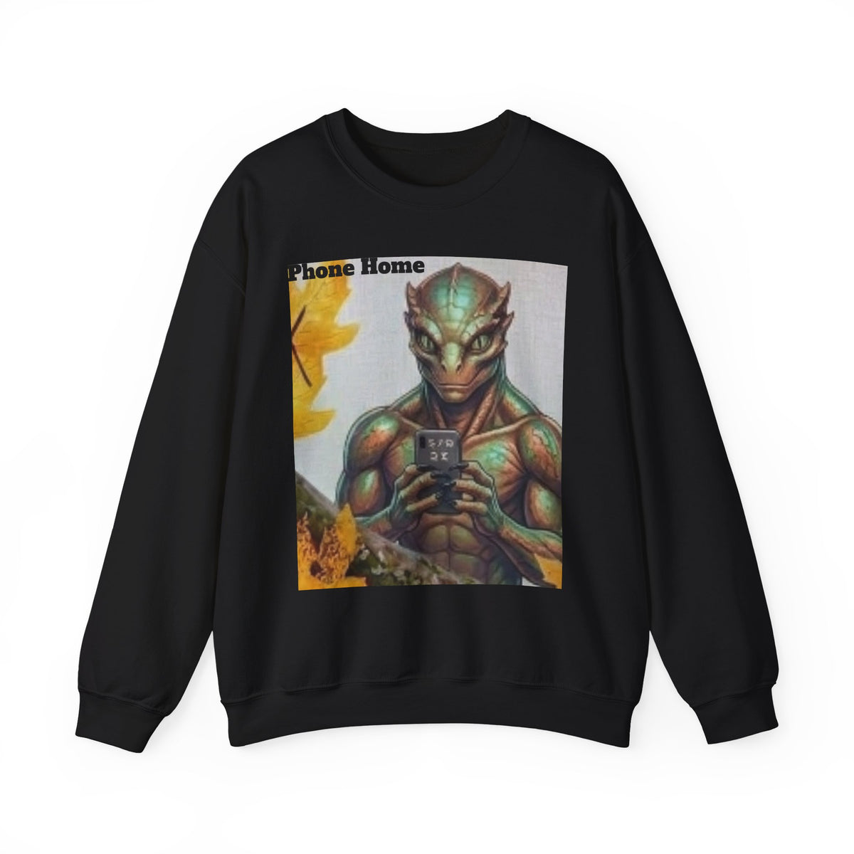 Alien Selfie Crewneck Sweatshirt — "Phone Home" Graphic