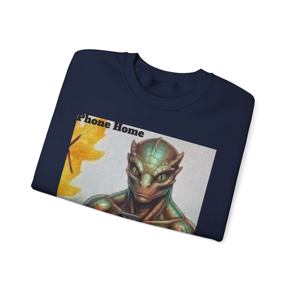 Alien Selfie Crewneck Sweatshirt — "Phone Home" Graphic