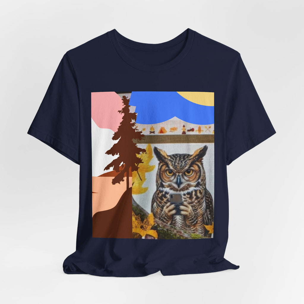 Retro Owl Forest Tee — Vintage Nature Graphic T-Shirt