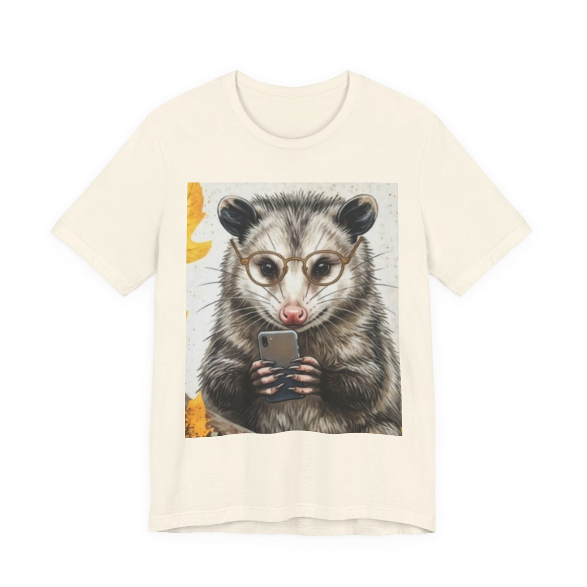 Possum Selfie T‑Shirt — Cute Opossum Holding Phone Graphic Tee