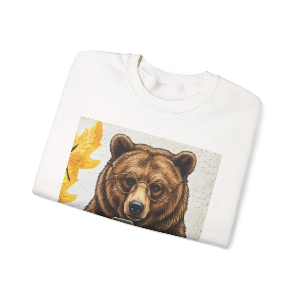 Bear Selfie Sweatshirt – Funny Bear Phone Graphic Crewneck