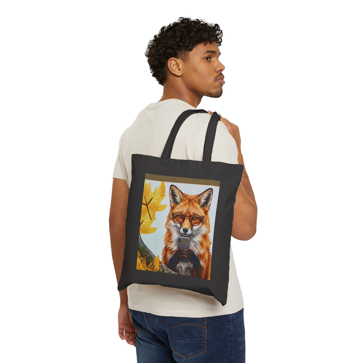 Fox Portrait Canvas Tote Bag — Autumn Woodland Reusable Shopper