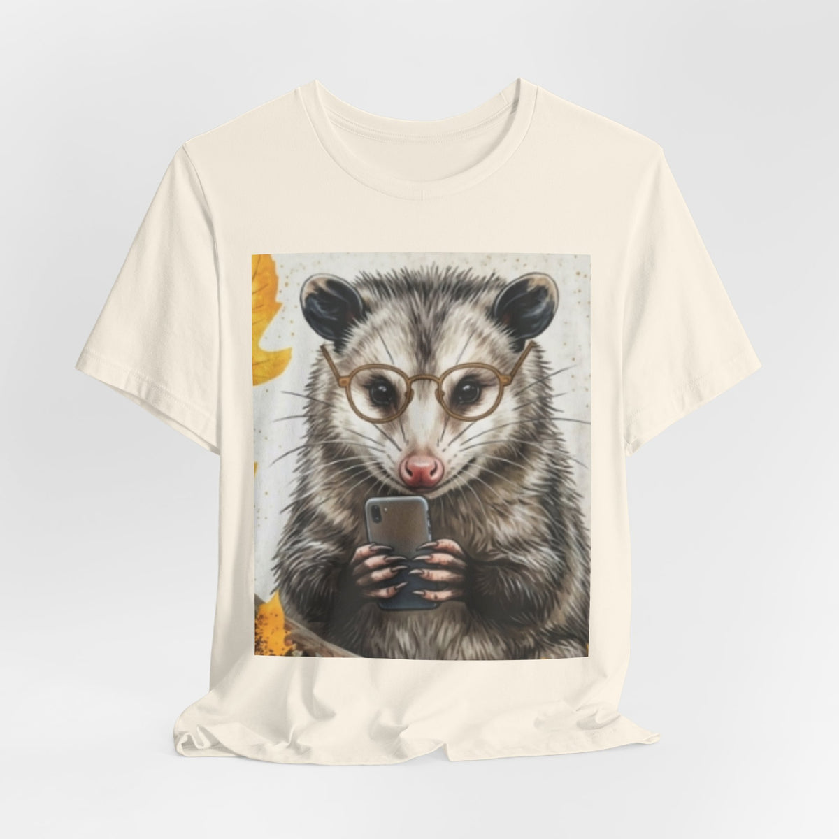 Possum Selfie T‑Shirt — Cute Opossum Holding Phone Graphic Tee