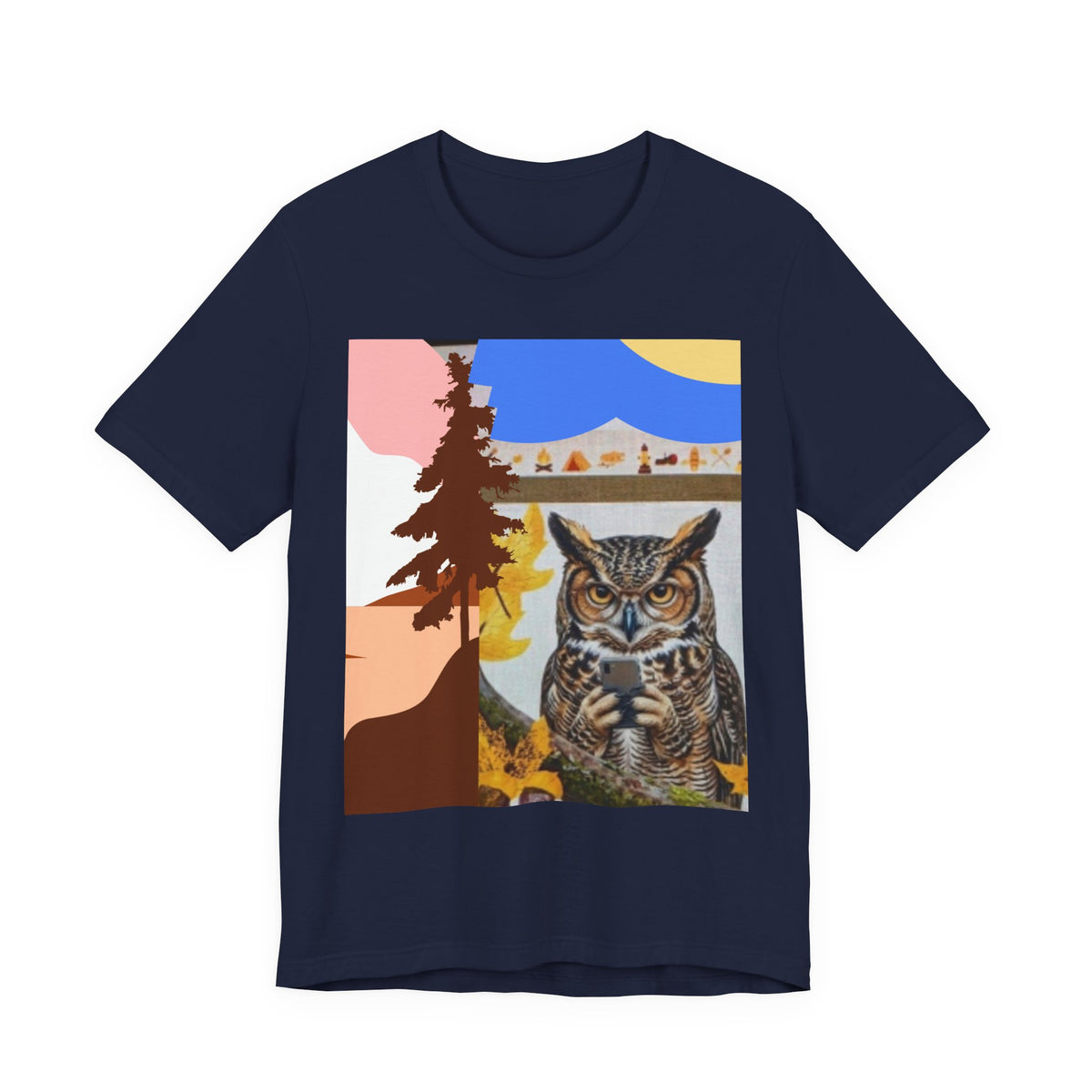 Retro Owl Forest Tee — Vintage Nature Graphic T-Shirt
