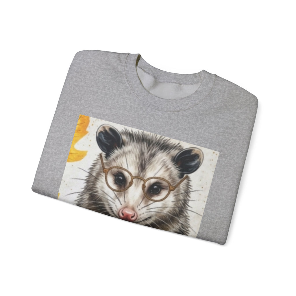 Possum Portrait Sweatshirt – Cute Opossum with Glasses & Phone Crewneck