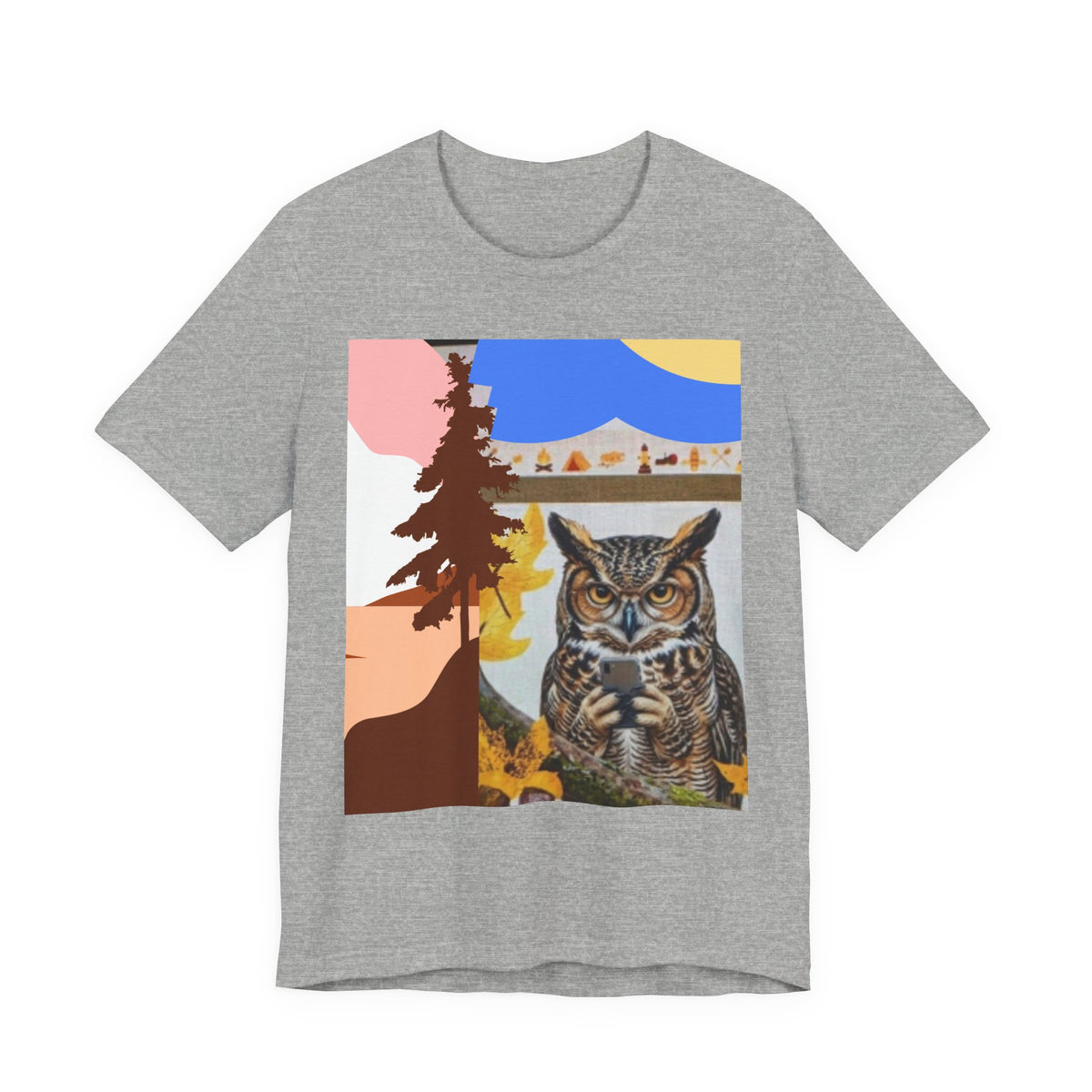 Retro Owl Forest Tee — Vintage Nature Graphic T-Shirt