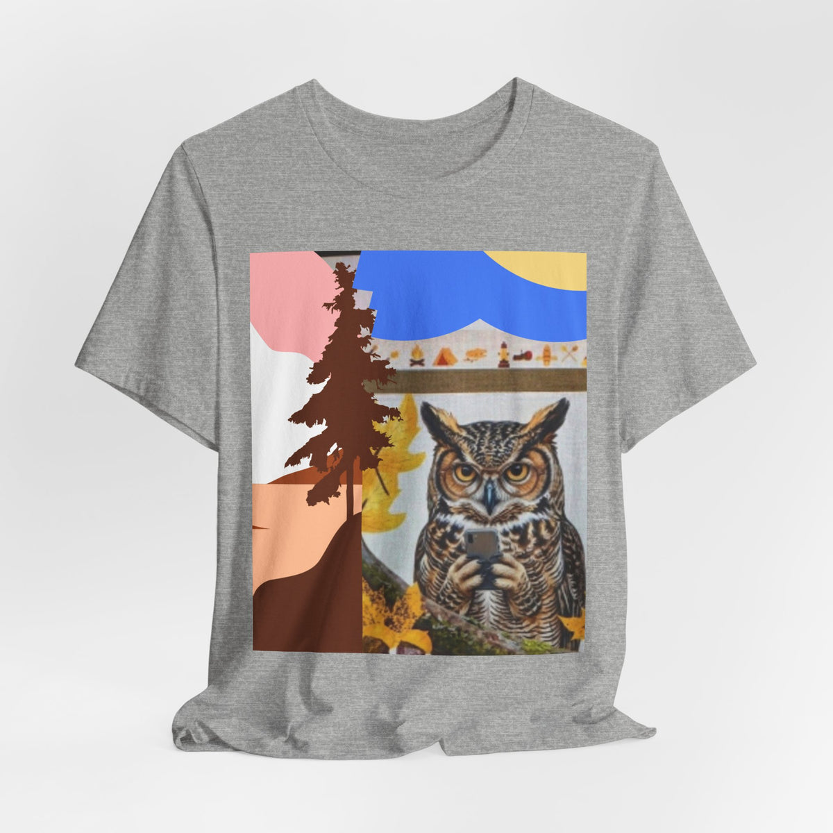 Retro Owl Forest Tee — Vintage Nature Graphic T-Shirt