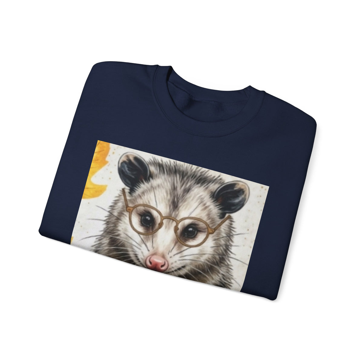 Possum Portrait Sweatshirt – Cute Opossum with Glasses & Phone Crewneck