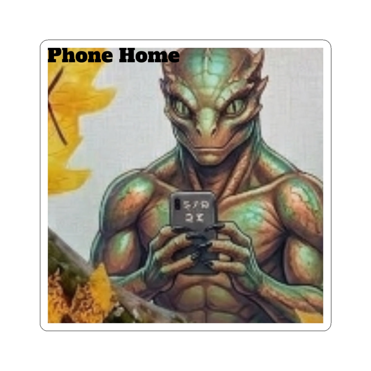 Alien Selfie Sticker — 'Phone Home' Kiss-Cut Decal