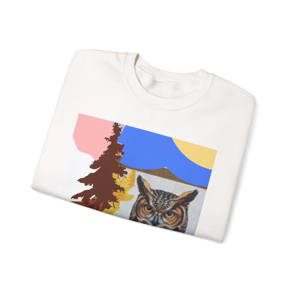 Retro Owl Crewneck Sweatshirt — Vintage Forest Graphic Pullover