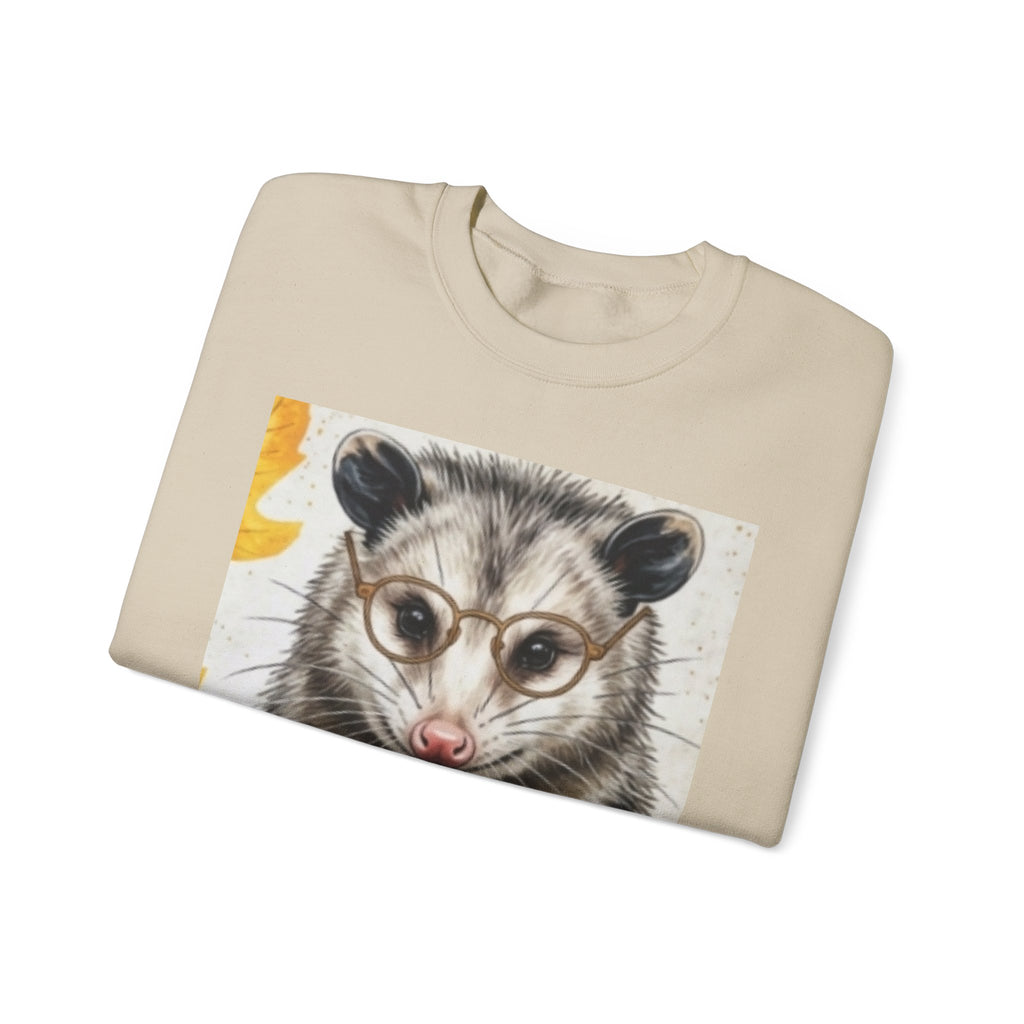 Possum Portrait Sweatshirt – Cute Opossum with Glasses & Phone Crewneck