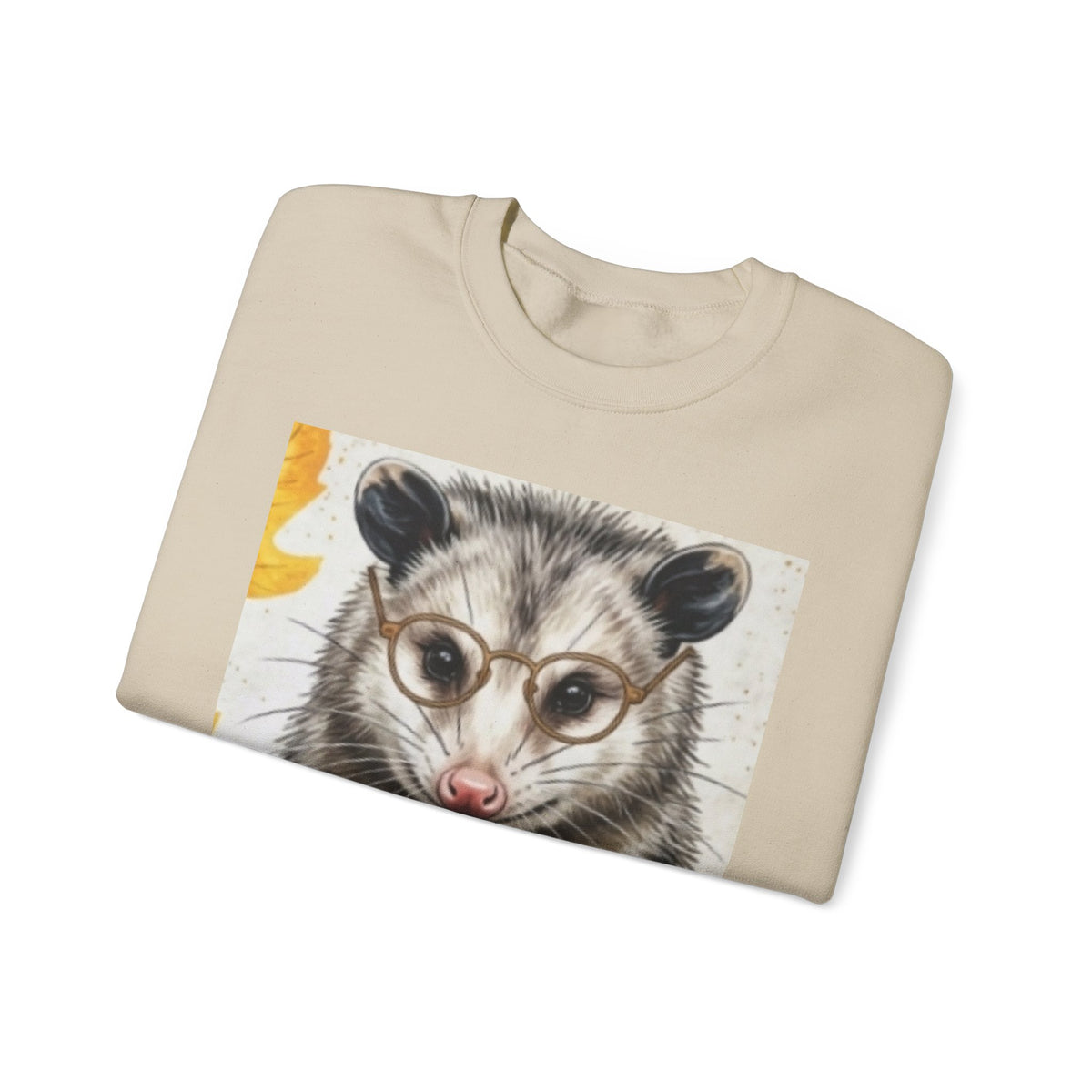 Possum Portrait Sweatshirt – Cute Opossum with Glasses & Phone Crewneck