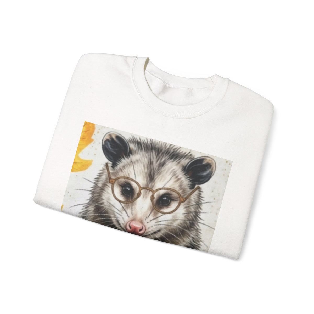 Possum Portrait Sweatshirt – Cute Opossum with Glasses & Phone Crewneck