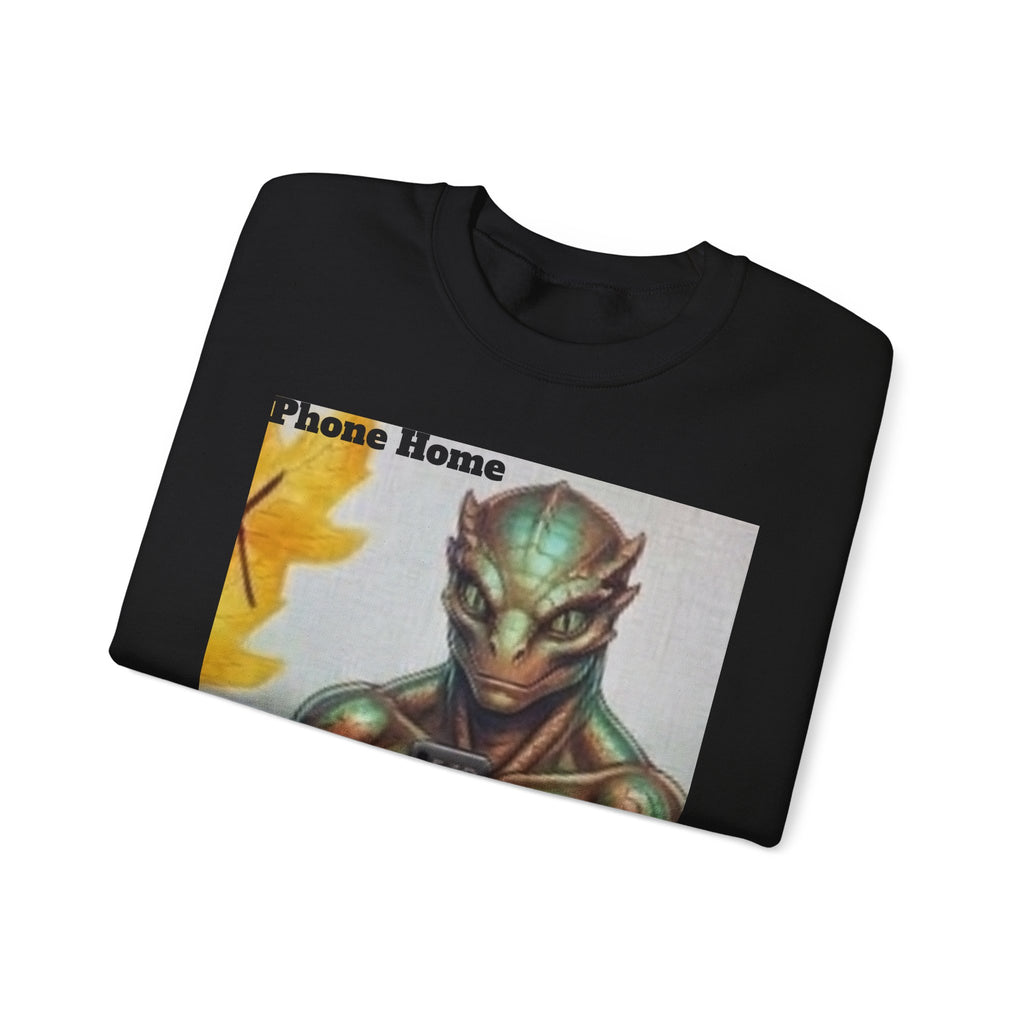Alien Selfie Crewneck Sweatshirt — "Phone Home" Graphic