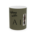 Explore with AI Ceramic Mug – Adventure Robot Coffee Cup (11oz & 15oz)