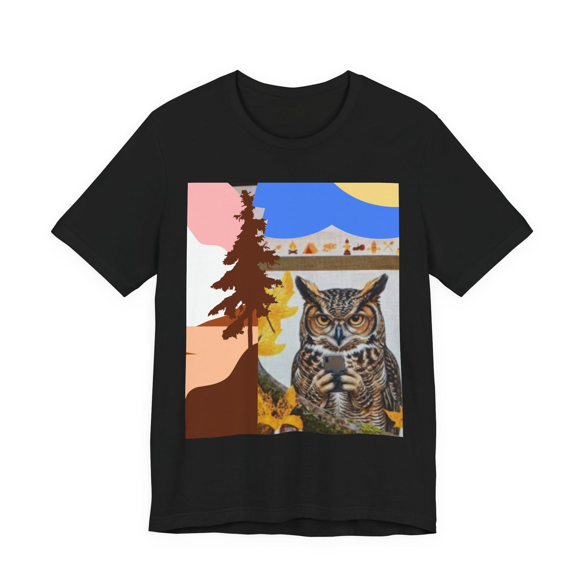 Retro Owl Forest Tee — Vintage Nature Graphic T-Shirt